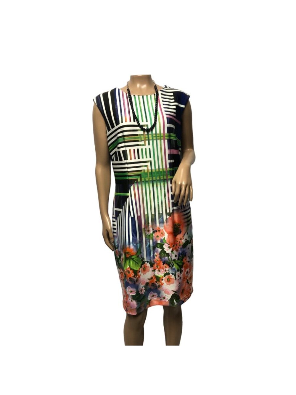 Madison Leigh Dress Womens Size 10 Colorful Geo Mod Floral Mixed Print Sheath